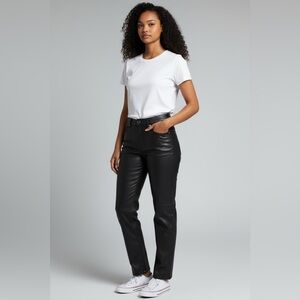 Sadie & Sage Coated Black Faux Leather Skinny Pant XL Women High Rise Chic